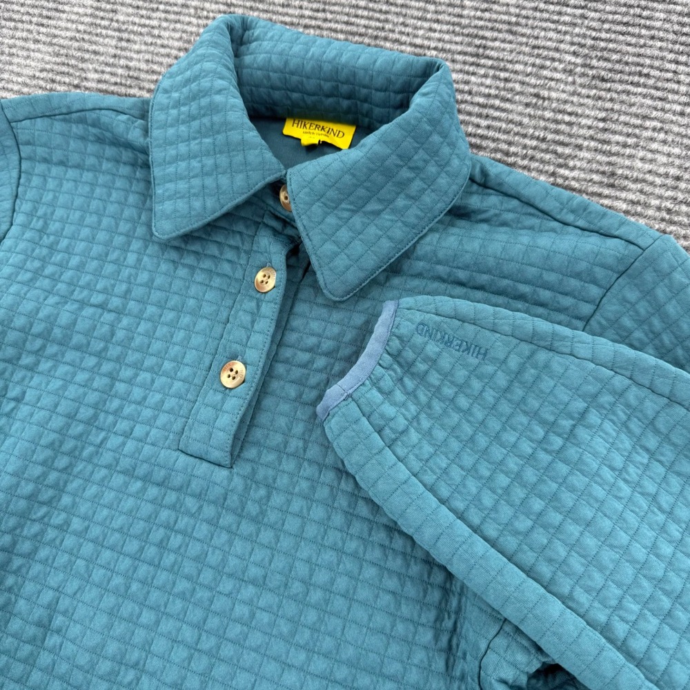 Hikerkind Midlayer 01 Womens XS Teal Quilted Grid Fleece Pullover Jacket
